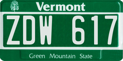 VT license plate ZDW617