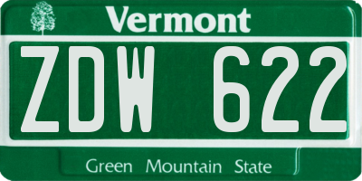 VT license plate ZDW622