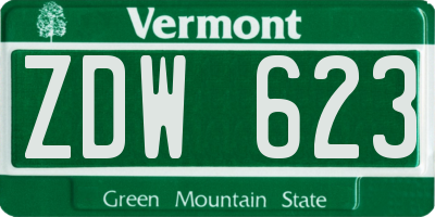 VT license plate ZDW623