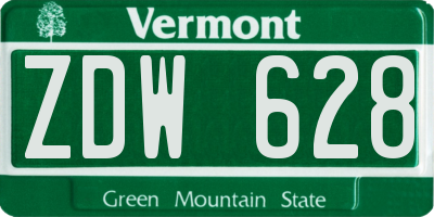 VT license plate ZDW628