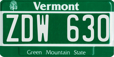 VT license plate ZDW630