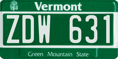 VT license plate ZDW631