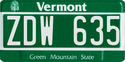 VT license plate ZDW635