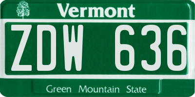 VT license plate ZDW636