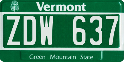 VT license plate ZDW637