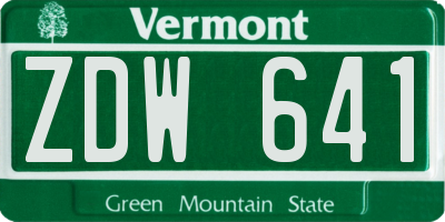 VT license plate ZDW641