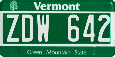 VT license plate ZDW642