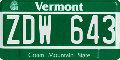 VT license plate ZDW643
