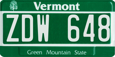 VT license plate ZDW648