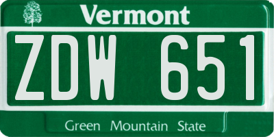 VT license plate ZDW651