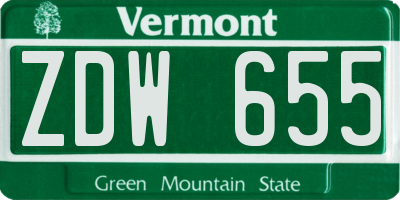 VT license plate ZDW655