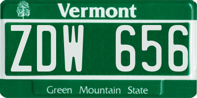 VT license plate ZDW656