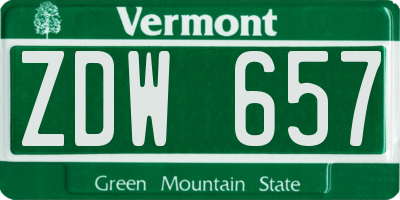 VT license plate ZDW657