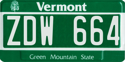 VT license plate ZDW664