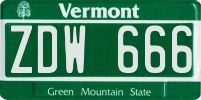 VT license plate ZDW666