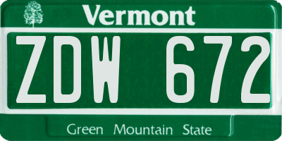 VT license plate ZDW672