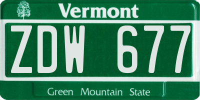 VT license plate ZDW677