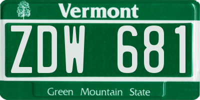 VT license plate ZDW681