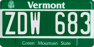 VT license plate ZDW683