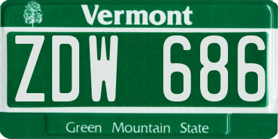 VT license plate ZDW686