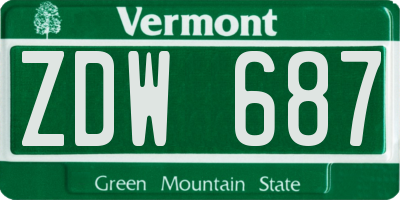 VT license plate ZDW687