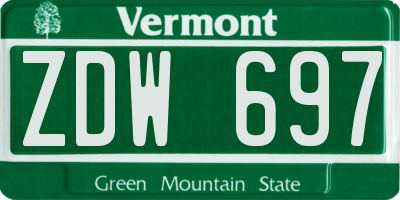 VT license plate ZDW697