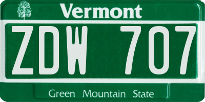 VT license plate ZDW707