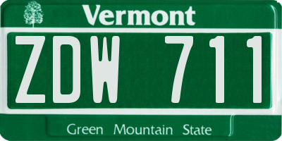 VT license plate ZDW711