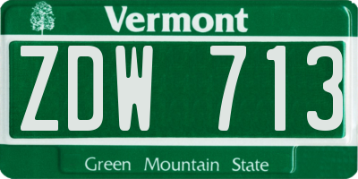 VT license plate ZDW713