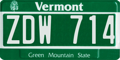 VT license plate ZDW714