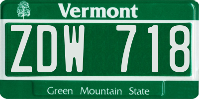VT license plate ZDW718
