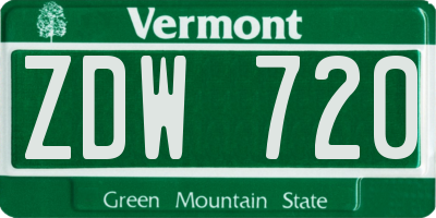 VT license plate ZDW720