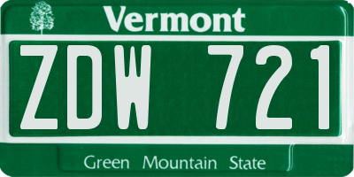 VT license plate ZDW721