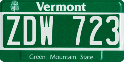 VT license plate ZDW723