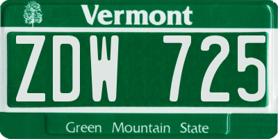 VT license plate ZDW725