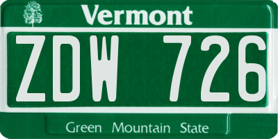 VT license plate ZDW726