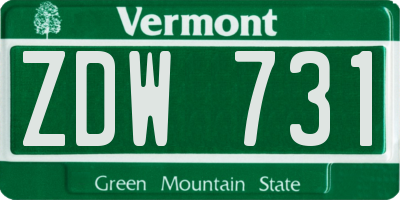 VT license plate ZDW731