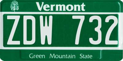 VT license plate ZDW732