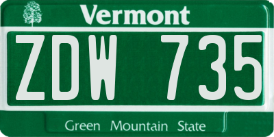 VT license plate ZDW735