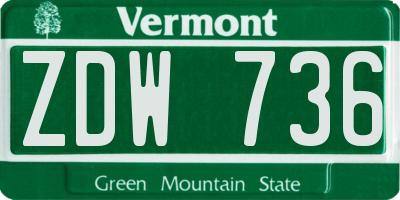 VT license plate ZDW736