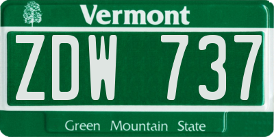 VT license plate ZDW737