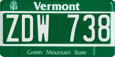 VT license plate ZDW738