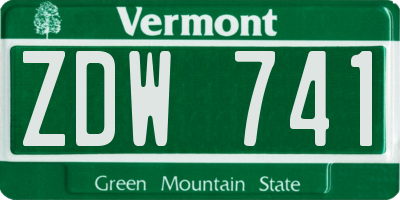 VT license plate ZDW741