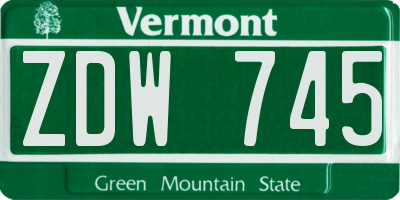 VT license plate ZDW745