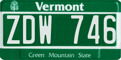 VT license plate ZDW746