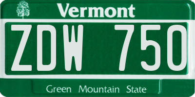 VT license plate ZDW750