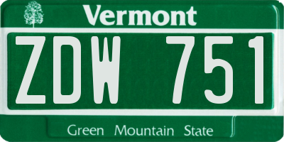 VT license plate ZDW751
