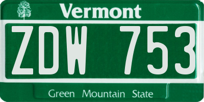 VT license plate ZDW753