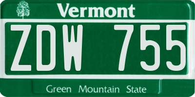 VT license plate ZDW755
