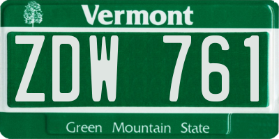 VT license plate ZDW761